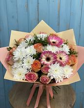 Букет цветов из:  Розы, Герберы и Хризантемы в Чуфарово
