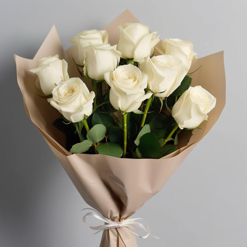 Букет 9 Белых роз Эдлесс Лав в Чуфарово