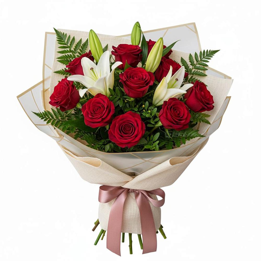 Букет цветов из: Лилии и Розы в Чуфарово