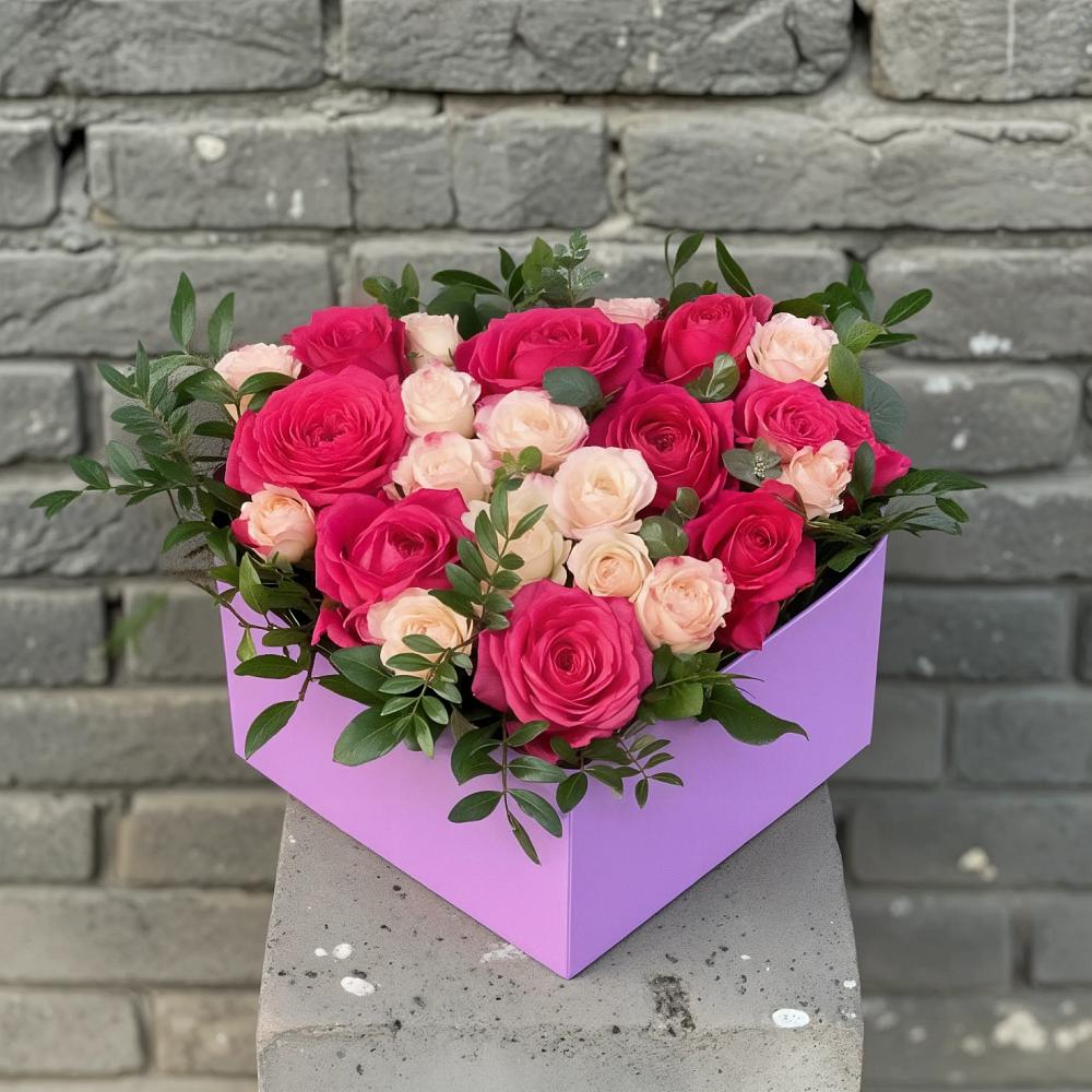Цветочная композиция из Розы в коробке в Чуфарово