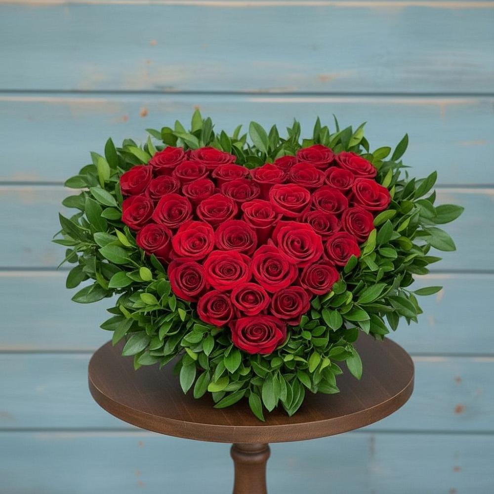 Цветочная композиция из Розы в виде сердца в Чуфарово