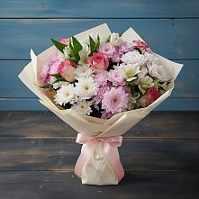 Букет цветов из:  Хризантемы, Альстромерии и Розы в Чуфарово