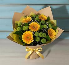Букет цветов из:  Герберы и Хризантемы в Чуфарово