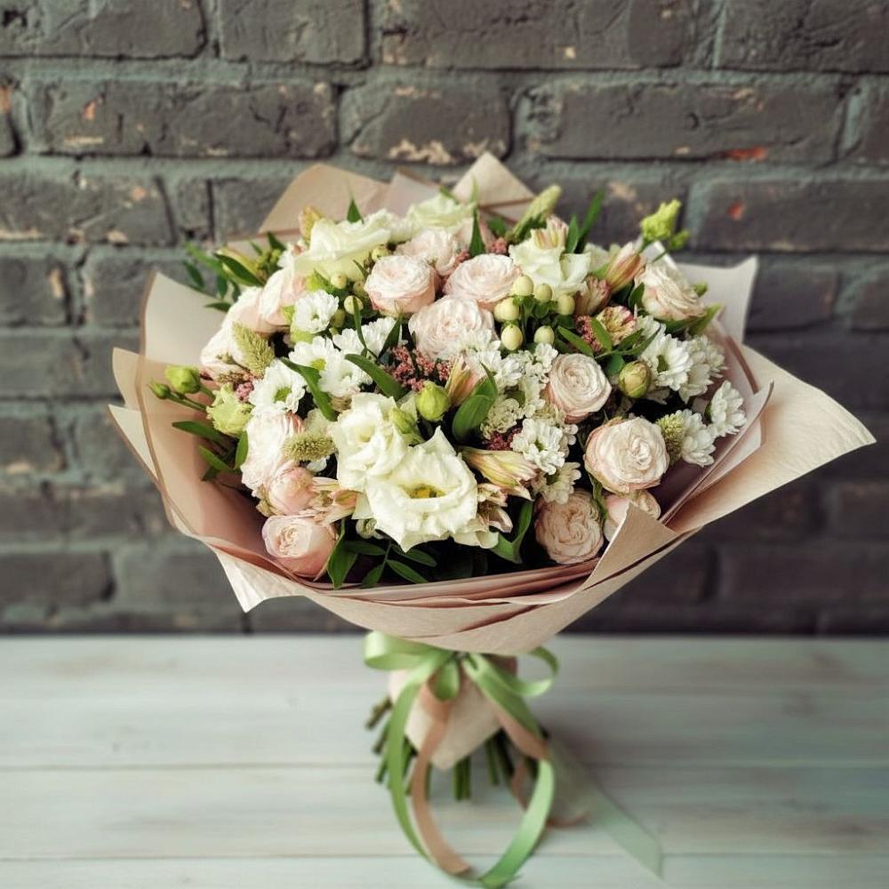 Букет цветов из: Альстромерии, Розы и Хризантемы в Чуфарово