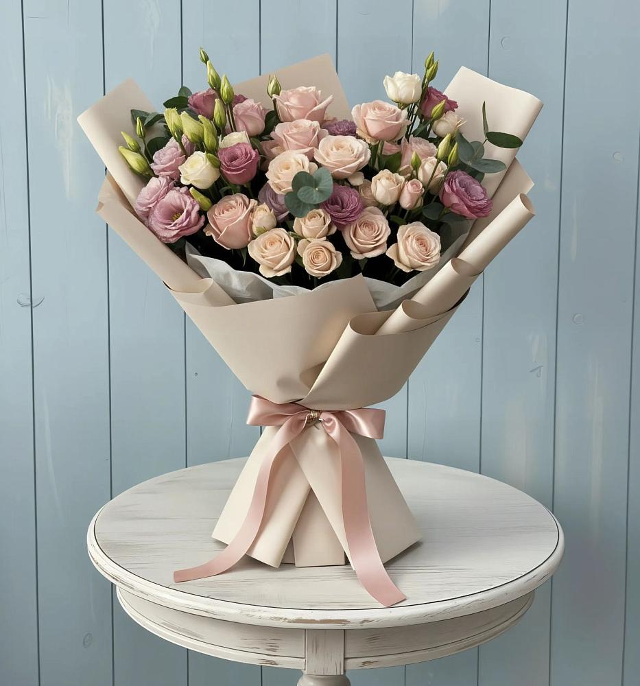 Букет цветов из: Розы и Лизиантусы в Чуфарово