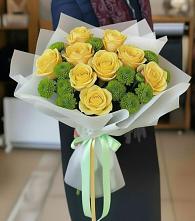 Букет цветов из:  Хризантемы и Розы #REPLACE_PRED# Чуфарово