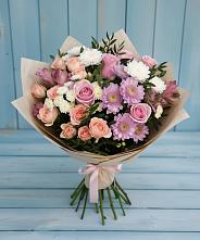 Букет цветов из:  Хризантемы, Розы и Альстромерии в Чуфарово