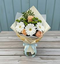 Букет цветов из:  Герберы, Розы и Хризантемы в Чуфарово