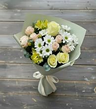 Букет цветов из:  Альстромерии, Розы и Хризантемы в Чуфарово