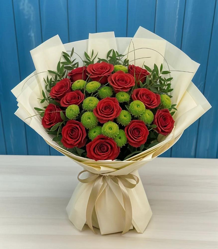 Букет цветов из: Розы и Хризантемы в Чуфарово